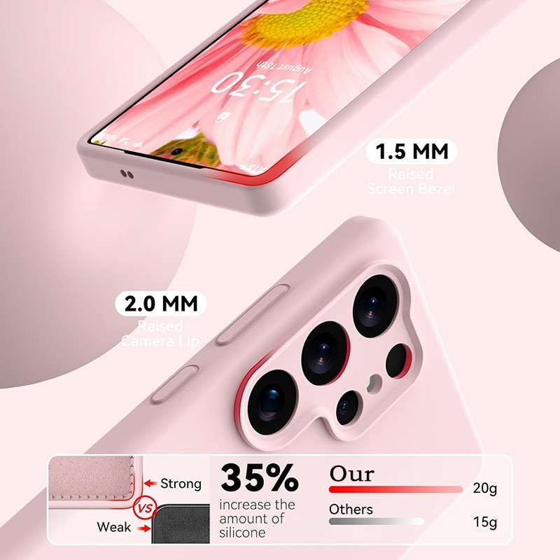 Husa protectie telefon, Silicon, Interior Microfibra, Pentru Samsung Galaxy S25 Ultra, Roz