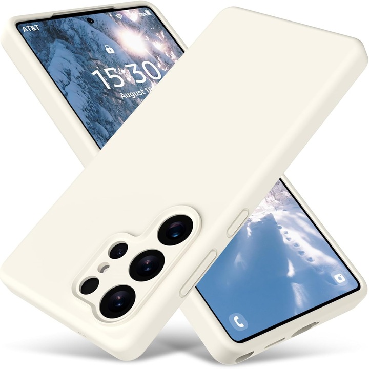 Husa protectie telefon, Silicon, Interior Microfibra, Pentru Samsung Galaxy S25 Ultra, Bej