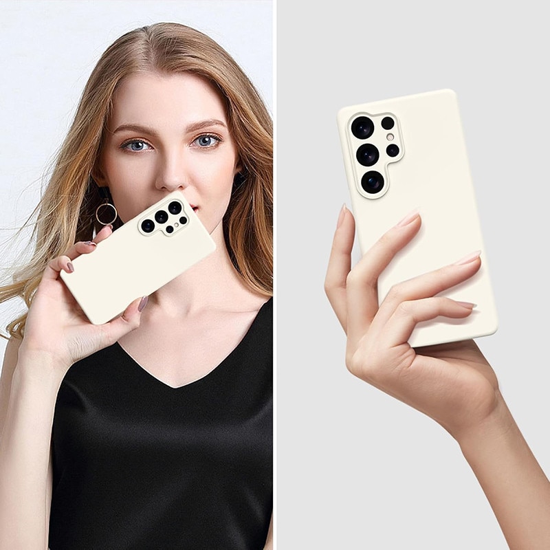 Husa protectie telefon, Silicon, Interior Microfibra, Pentru Samsung Galaxy S25 Ultra, Bej