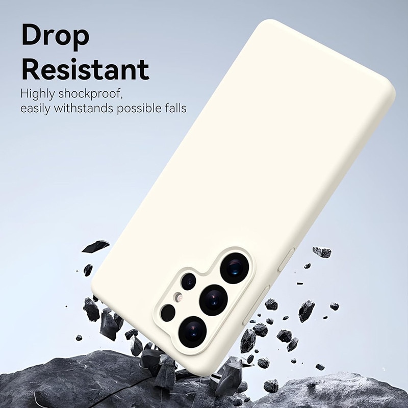 Husa protectie telefon, Silicon, Interior Microfibra, Pentru Samsung Galaxy S25 Ultra, Bej
