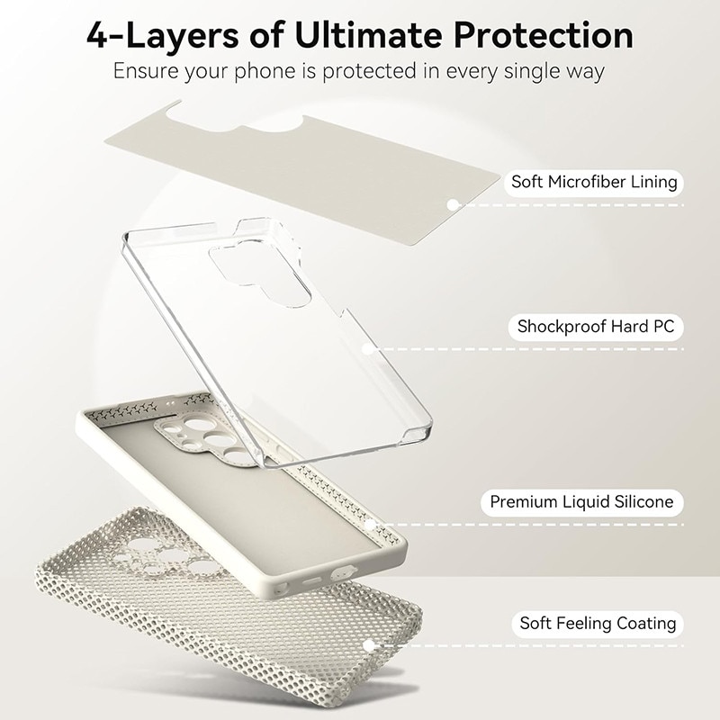Husa protectie telefon, Silicon, Interior Microfibra, Pentru Samsung Galaxy S25 Ultra, Bej