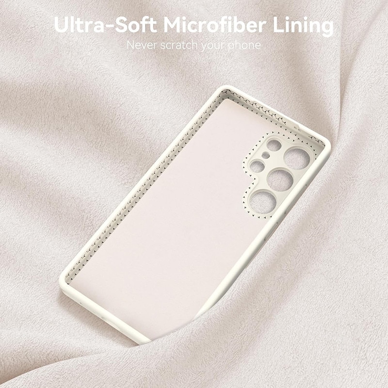 Husa protectie telefon, Silicon, Interior Microfibra, Pentru Samsung Galaxy S25 Ultra, Bej