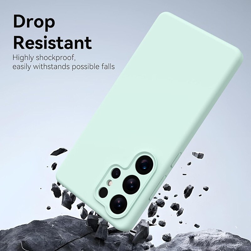 Husa protectie telefon, Silicon, Interior Microfibra, Pentru Samsung Galaxy S25 Ultra, Verde menta