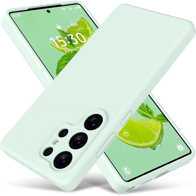 Husa protectie telefon, Silicon, Interior Microfibra, Pentru Samsung Galaxy S25 Ultra, Verde menta