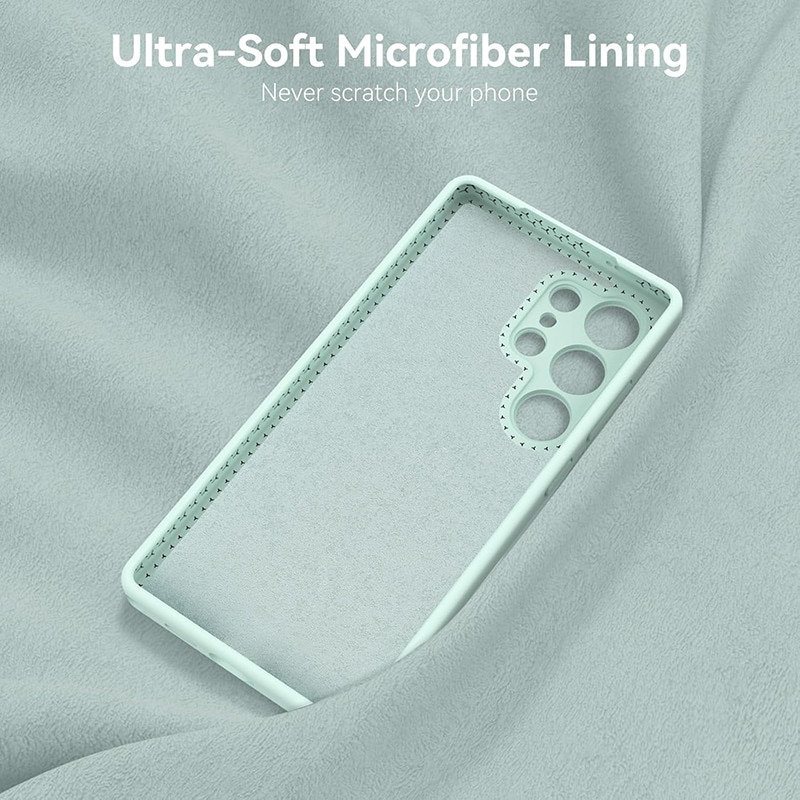 Husa protectie telefon, Silicon, Interior Microfibra, Pentru Samsung Galaxy S25 Ultra, Verde menta