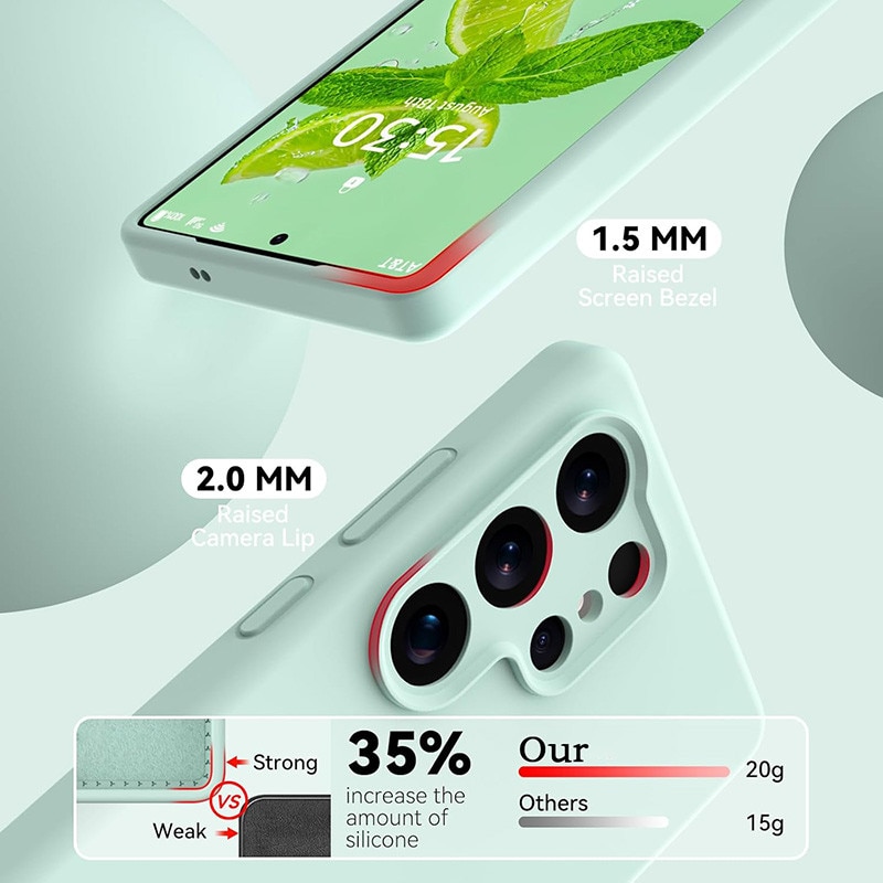 Husa protectie telefon, Silicon, Interior Microfibra, Pentru Samsung Galaxy S25 Ultra, Verde menta