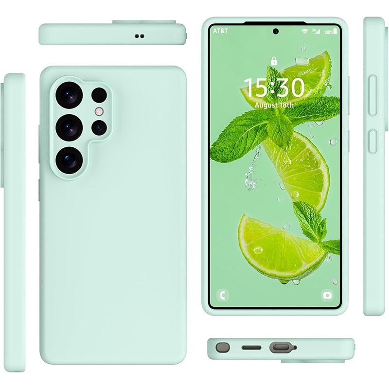 Husa protectie telefon, Silicon, Interior Microfibra, Pentru Samsung Galaxy S25 Ultra, Verde menta