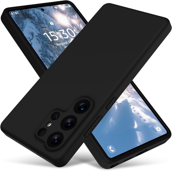 Калъф за телефон, силиконов, микрофибърна вътрешност, за Samsung Galaxy S25 Ultra, черен