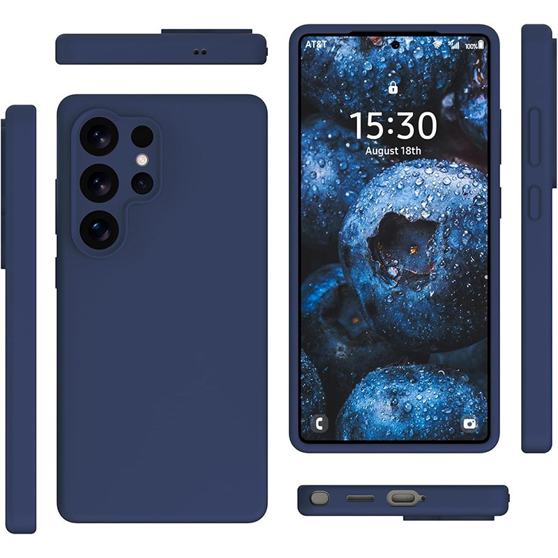 Husa protectie telefon, Silicon, Interior Microfibra, Pentru Samsung Galaxy S25 Ultra, Albastru inchis