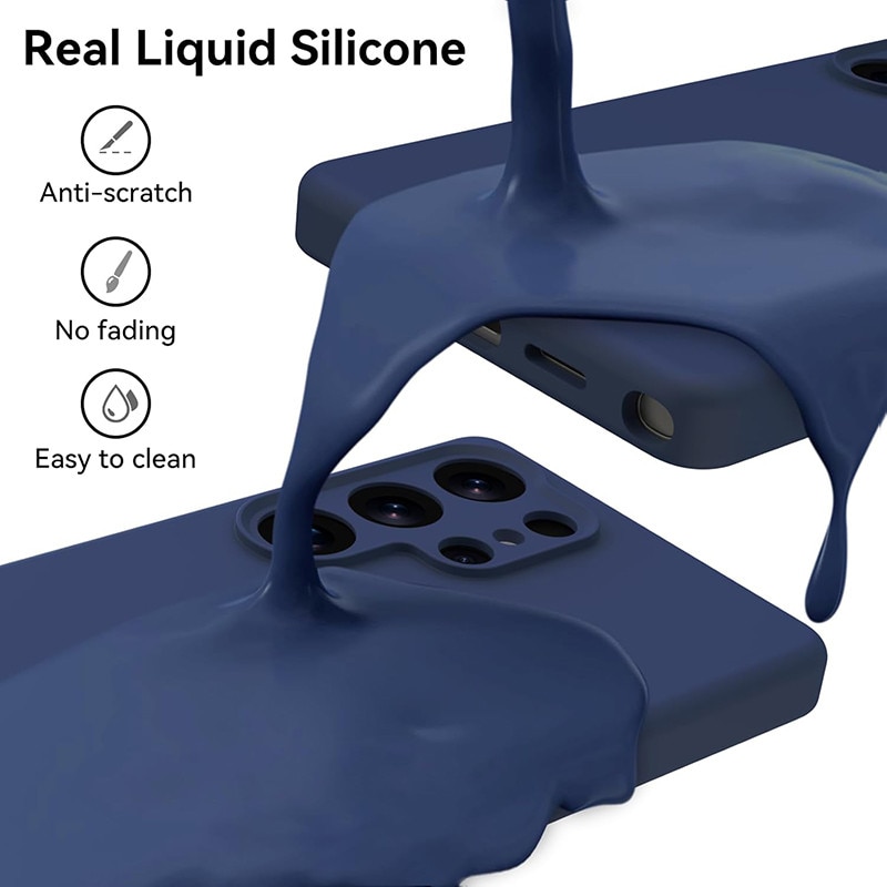 Husa protectie telefon, Silicon, Interior Microfibra, Pentru Samsung Galaxy S25 Ultra, Albastru inchis