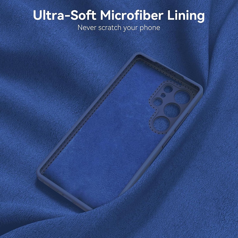Husa protectie telefon, Silicon, Interior Microfibra, Pentru Samsung Galaxy S25 Ultra, Albastru inchis