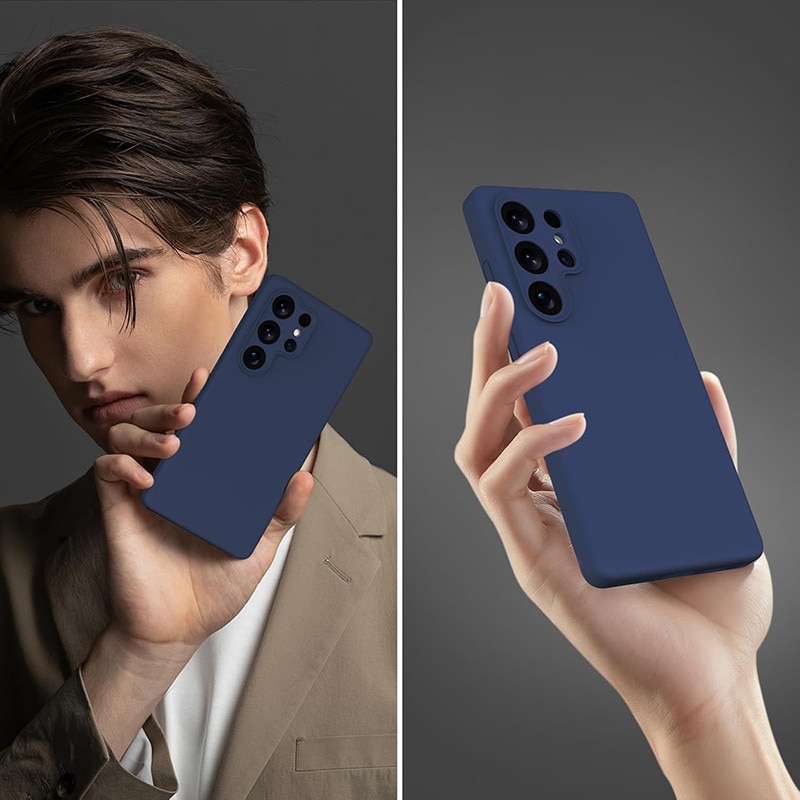 Husa protectie telefon, Silicon, Interior Microfibra, Pentru Samsung Galaxy S25 Ultra, Albastru inchis