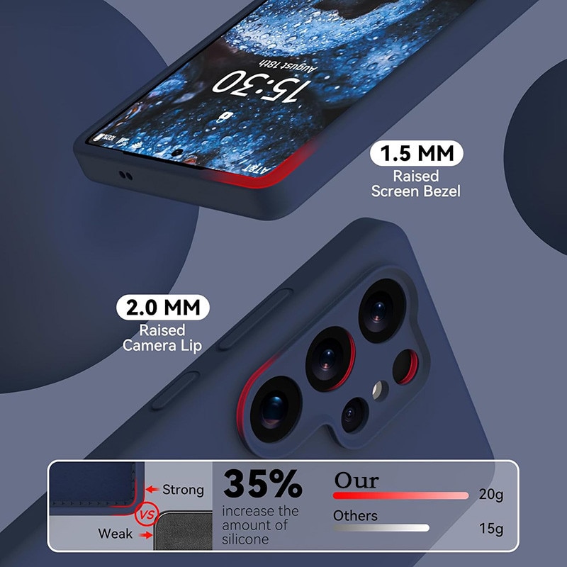 Husa protectie telefon, Silicon, Interior Microfibra, Pentru Samsung Galaxy S25 Ultra, Albastru inchis