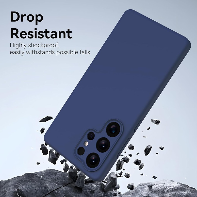 Husa protectie telefon, Silicon, Interior Microfibra, Pentru Samsung Galaxy S25 Ultra, Albastru inchis