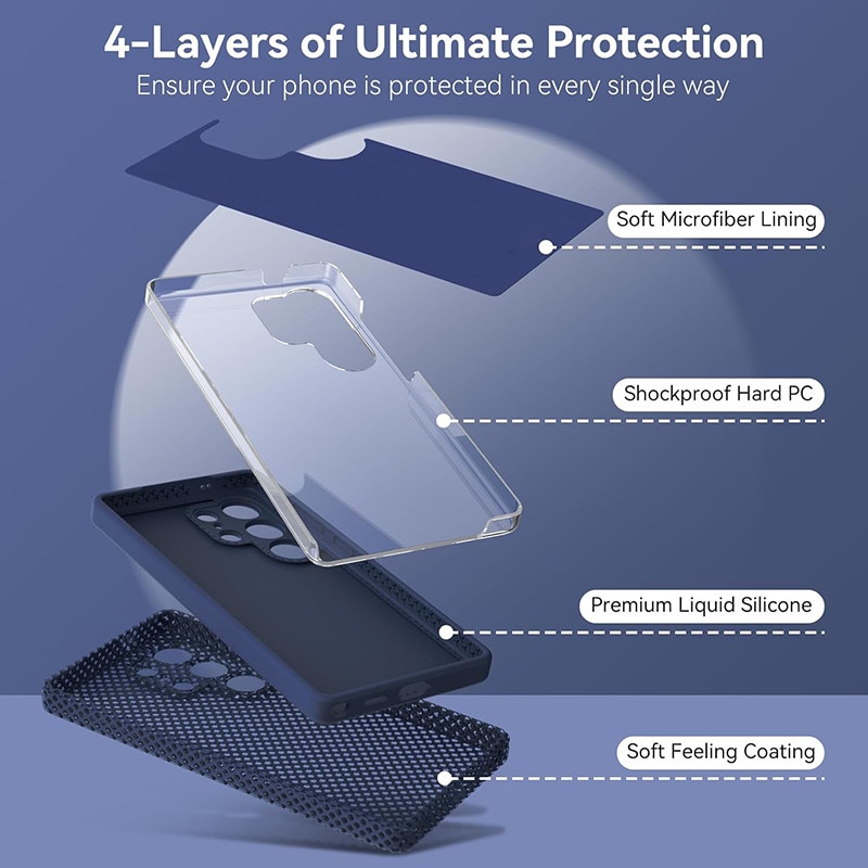 Husa protectie telefon, Silicon, Interior Microfibra, Pentru Samsung Galaxy S25 Ultra, Albastru inchis