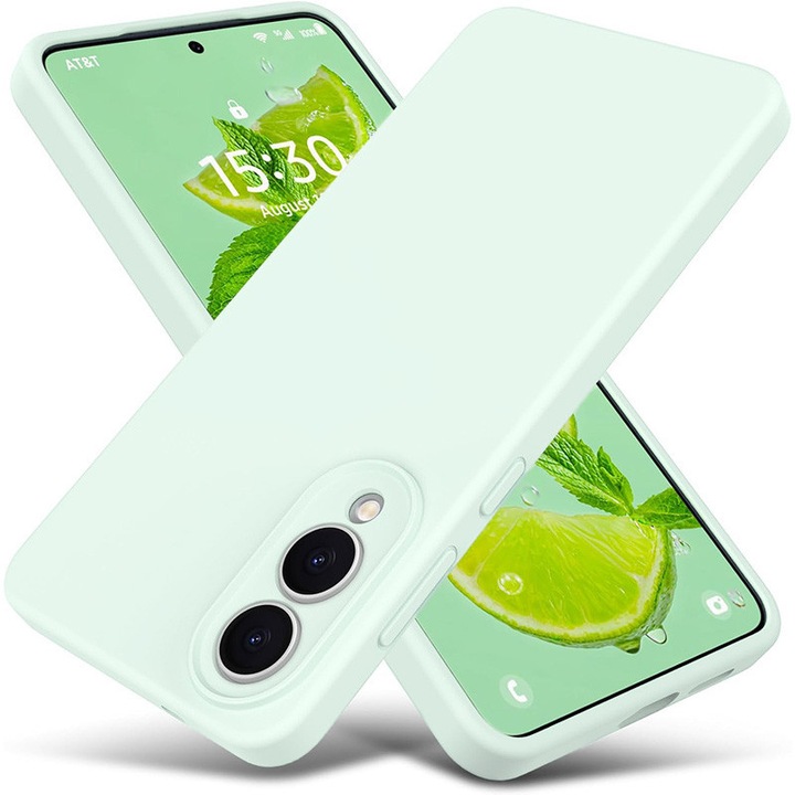 Калъф за телефон, силиконов, микрофибърна вътрешност, за Samsung Galaxy S25 Edge, ментово зелен