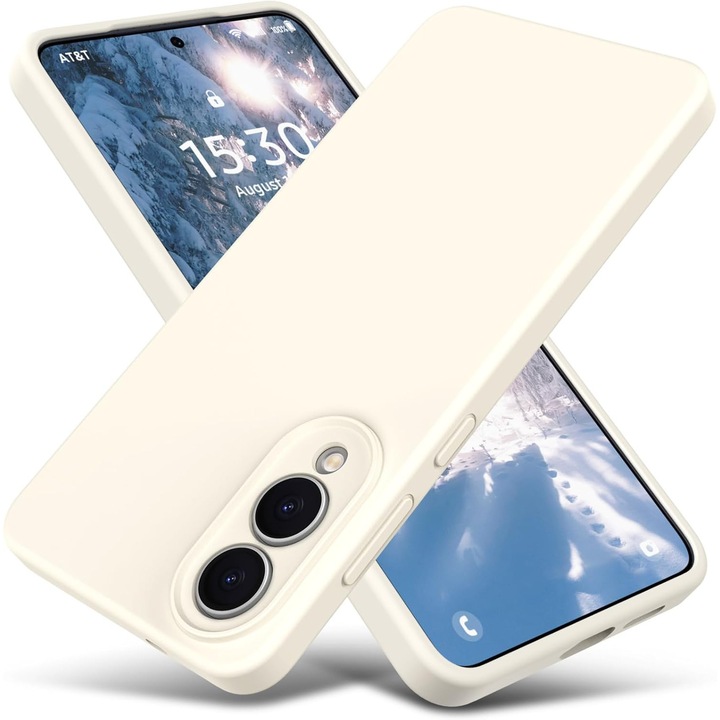 Калъф за телефон, силиконов, микрофибърна вътрешност, за Samsung Galaxy S25 Edge, бежов