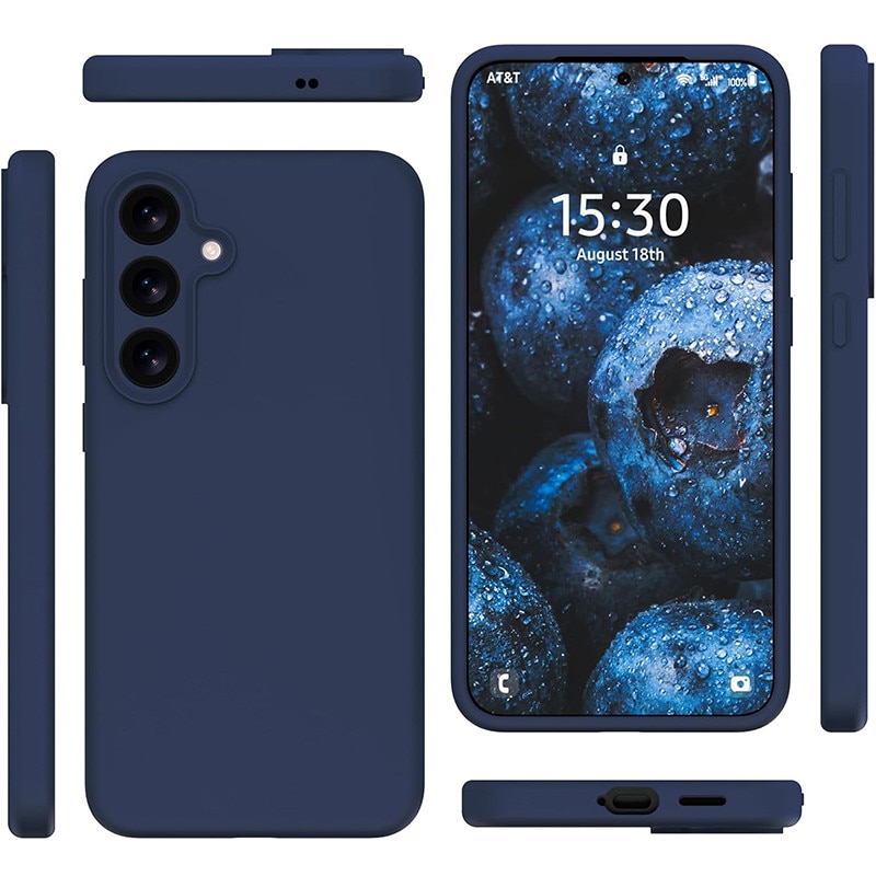 Husa protectie telefon, Silicon, Interior Microfibra, Pentru Samsung Galaxy S25 Plus, Albastru inchis