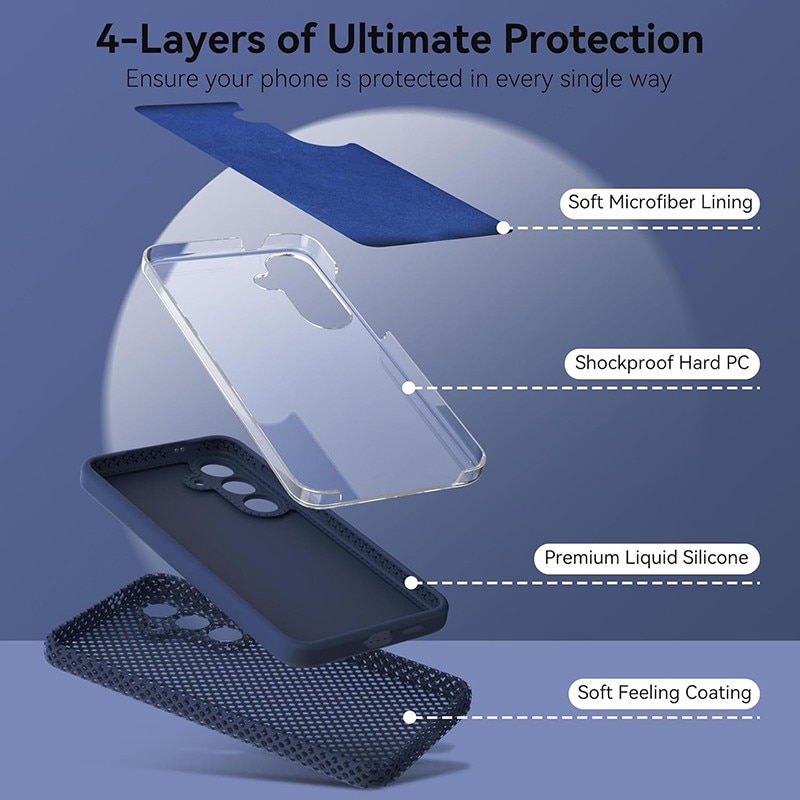 Husa protectie telefon, Silicon, Interior Microfibra, Pentru Samsung Galaxy S25 Plus, Albastru inchis