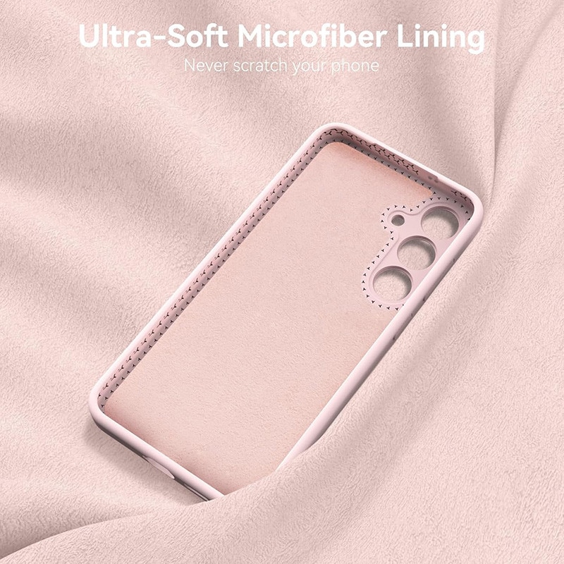 Husa protectie telefon, Silicon, Interior Microfibra, Pentru Samsung Galaxy S25 Plus/S24 Plus Roz