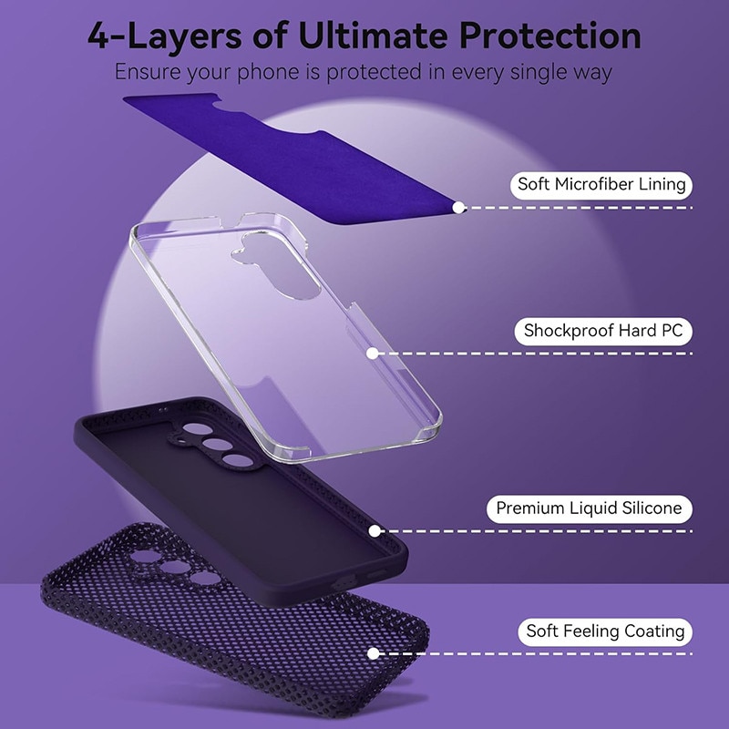 Husa protectie telefon, Silicon, Interior Microfibra, Pentru Samsung Galaxy S25 Plus, Mov inchis
