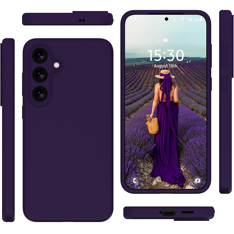 Husa protectie telefon, Silicon, Interior Microfibra, Pentru Samsung Galaxy S25 Plus, Mov inchis