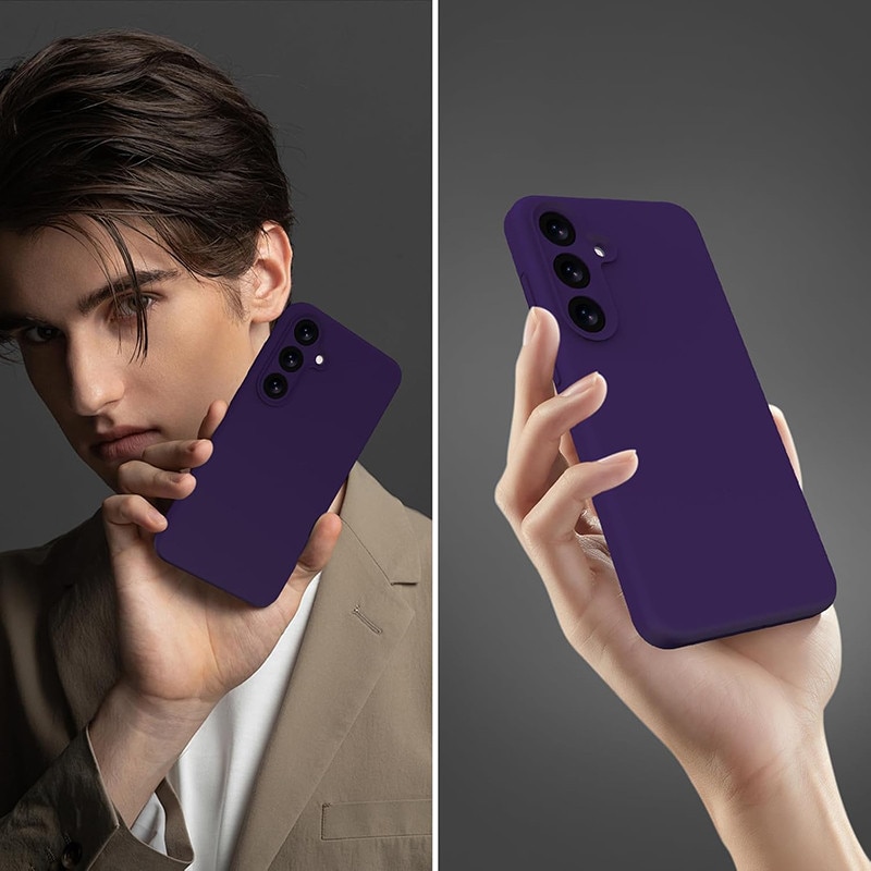 Husa protectie telefon, Silicon, Interior Microfibra, Pentru Samsung Galaxy S25 Plus, Mov inchis