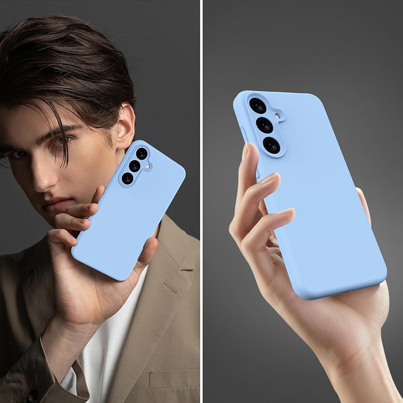 Husa protectie telefon, Silicon, Interior Microfibra, Pentru Samsung Galaxy S25 Plus, Albastru deschis