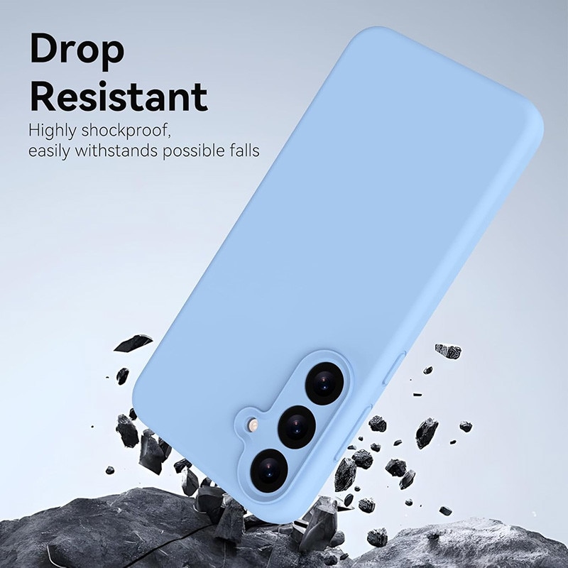Husa protectie telefon, Silicon, Interior Microfibra, Pentru Samsung Galaxy S25 Plus, Albastru deschis