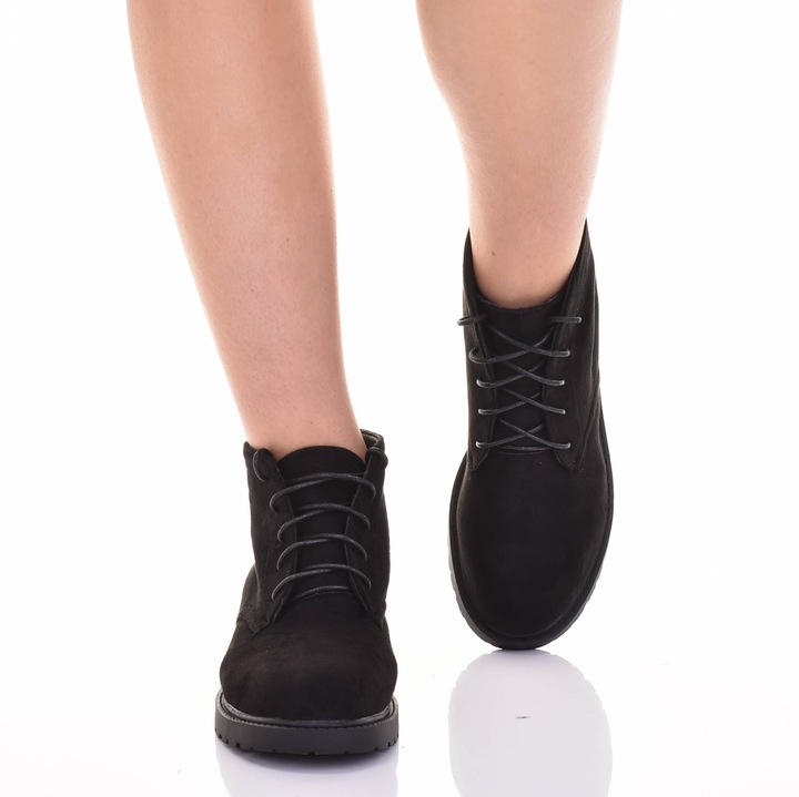 Botine dama Martinus, piele ecologica, toc inalt, negru, confortabile