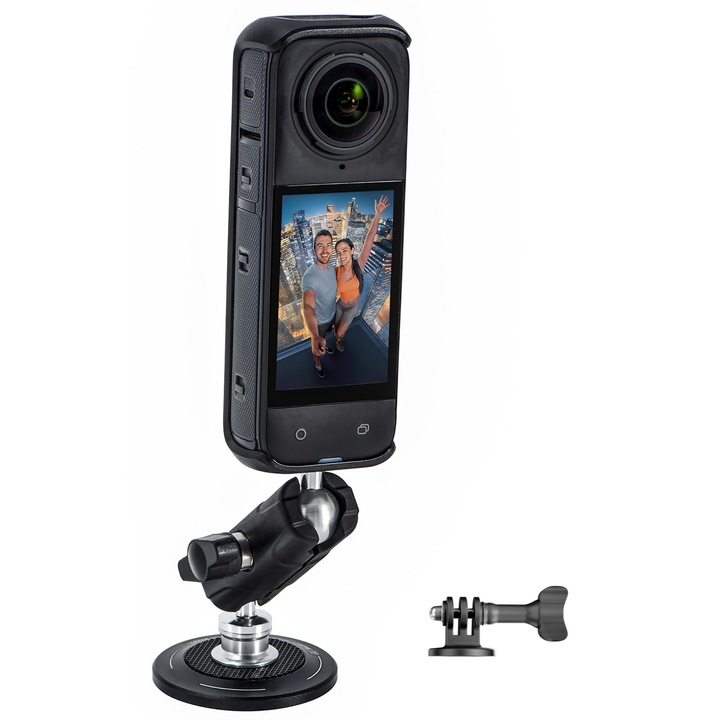 Магнитна стойка LYCENXI за екшън камери, 360°, черна, система за закрепване с винт 1/4