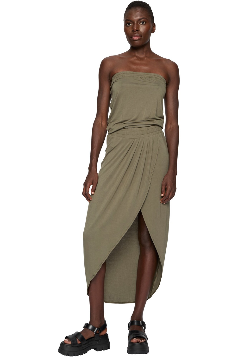 Urban Classics, Rochie asimetrica de jerseu, Verde spranghel, S
