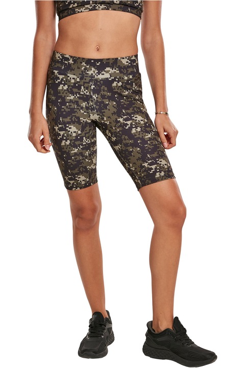 Urban Classics, Colanti scurti cu model camuflaj, Maro/Kaki