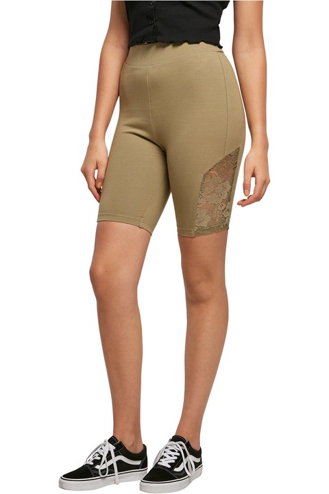 Urban Classics, Colanti cu talie inalta si insertii de dantela, Kaki, XL