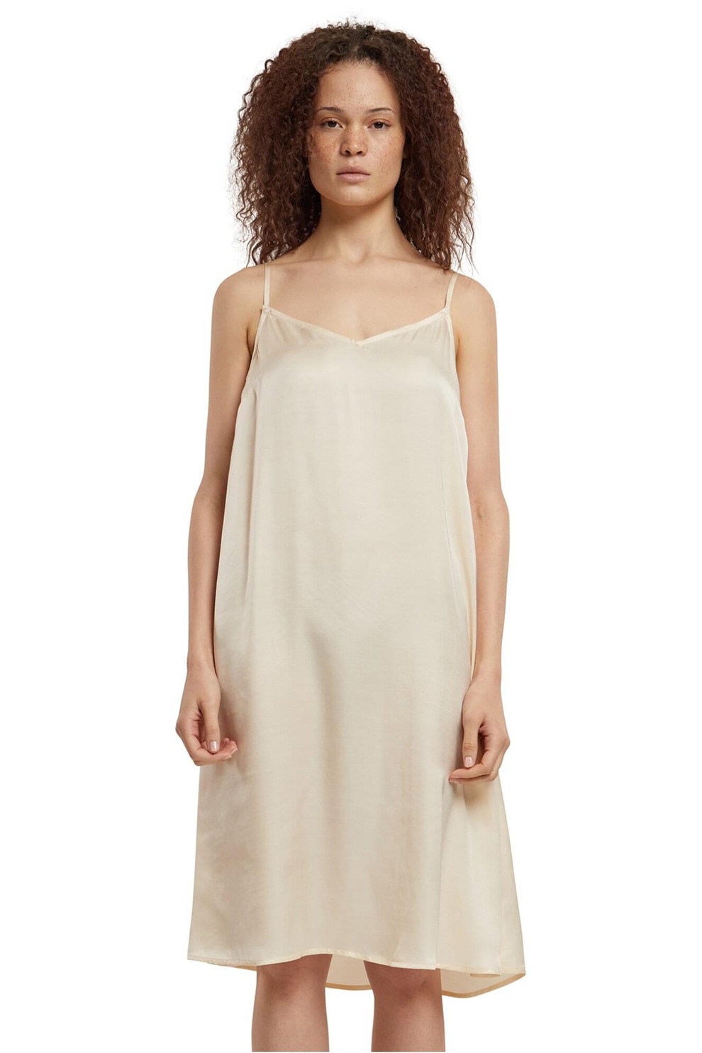 Urban Classics, Rochie lejera cu bretele ajustabile, Crem, S