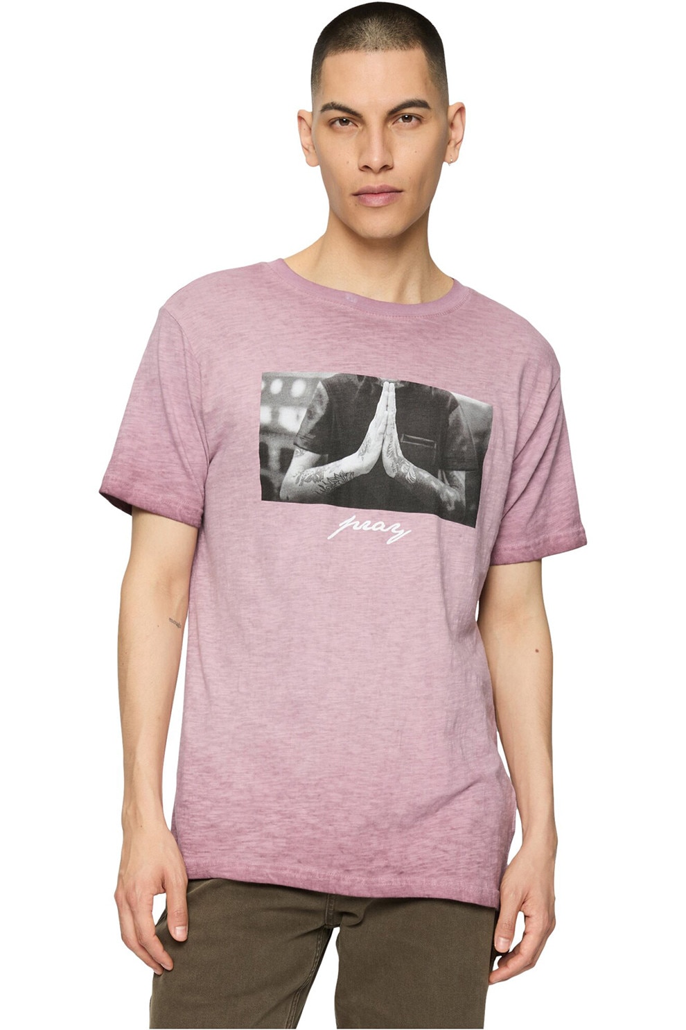 Mister tee, Tricou de bumbac cu imprimeu foto, Roz fandango, M