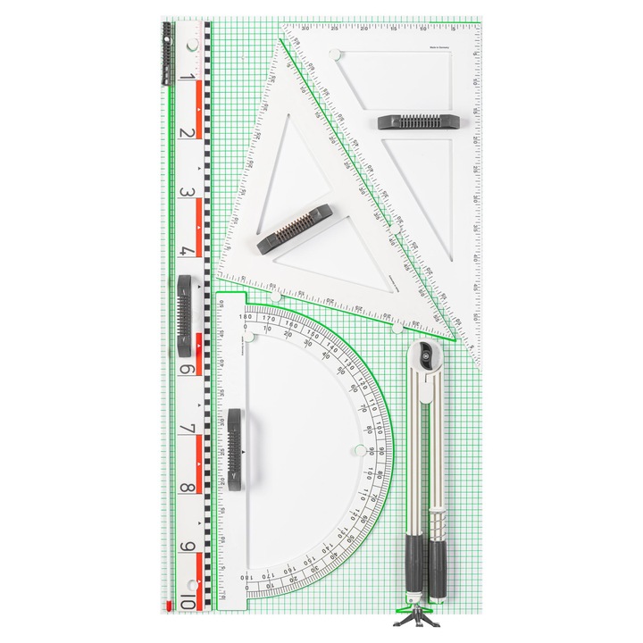 Trusa geometrie pentru tabla scolara Magnetica III, Re-Plastic°