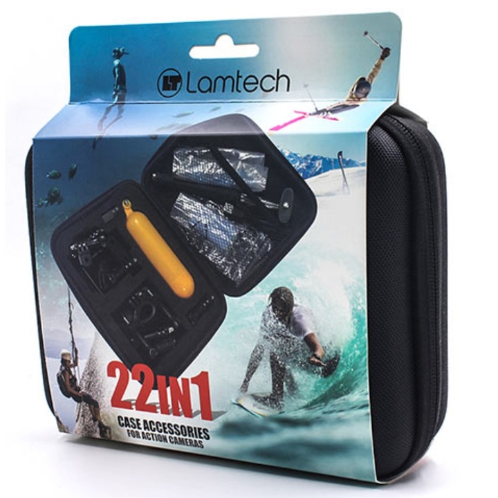 Аксесоари за екшън камери Lamtech LAM113225 22 в 1, черни