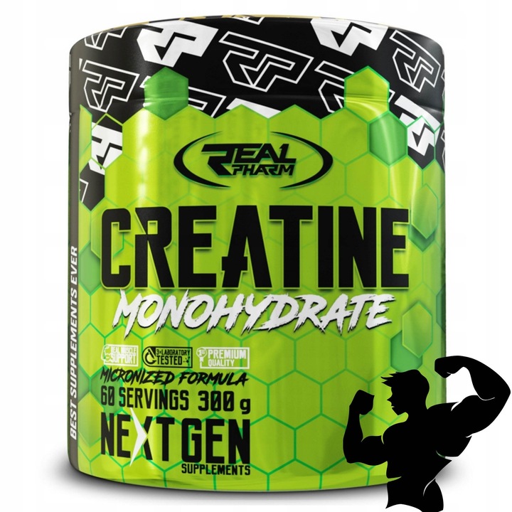 Creatina Monohidrata Real Pharm, Pudra 300g, Creapure, Creatine Monohidratata pentru masa musculara, Naturala