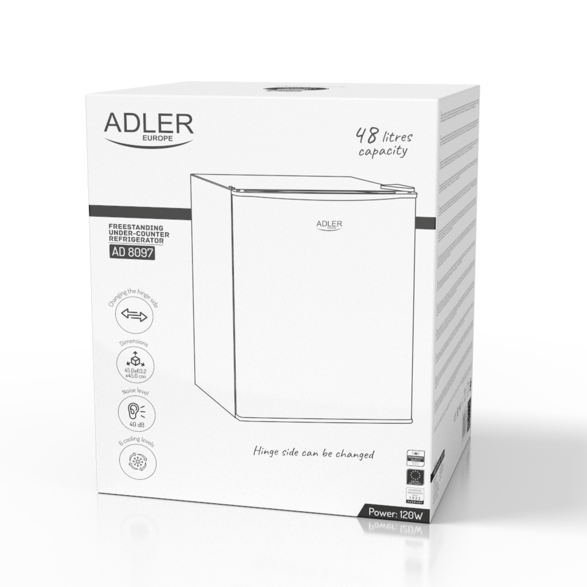 Frigider Sub Blat, Ad 8097, Capacitate 58 L, Functionare Silentioasa 40 Db, Dezghetare Manuala, Alb