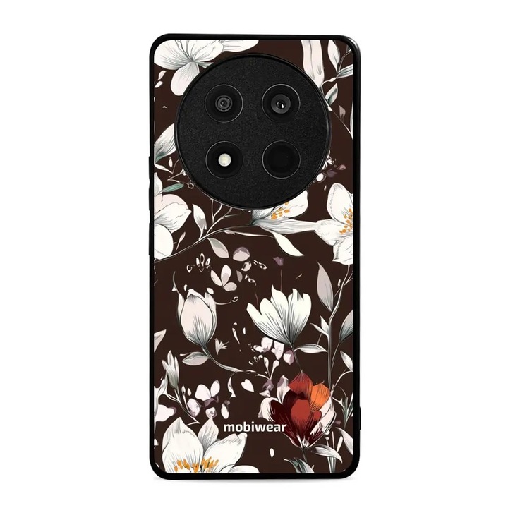 Husa telefon Mobiwear Glossy, Honor Magic7 Lite 5G, design flori, culoare maro, material TPU si plastic, set 1 husa