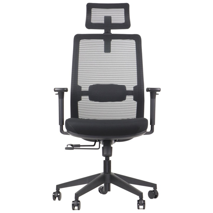 CUTLER, forgó irodai szék hálós kárpitozott háttámlával, állítható ülésmélységgel, állítható kartámasz, fekete