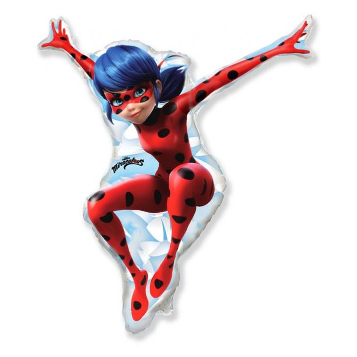 Miraculous Katicabogár fólia lufi, piros, levegővel felfújható (14 hüvelyk - 35 cm)