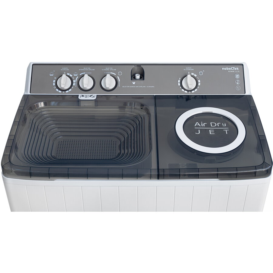 Masina de spalat rufe semi-automata Nobeltek NSWM 12.7S, 12 kg spalare, 7 kg stoarecere