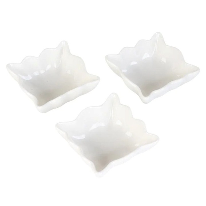 Set Sosiere, Ceramica, Design Ondulat, 3 Piese, Alb