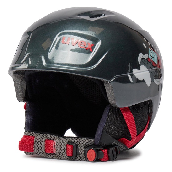 Casca de protectie sport Uvex, model pentru baieti, neagra, 56cm