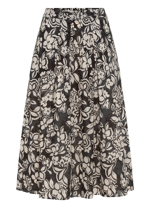 Fusta Olsen, model OLSEN-16001506, neagra, bumbac, Alb/Negru