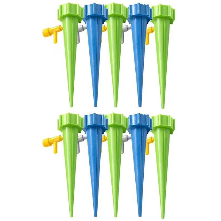 Комплект капкообразуватели с клапан за напояване на растения, 10 броя, синьо/зелено
