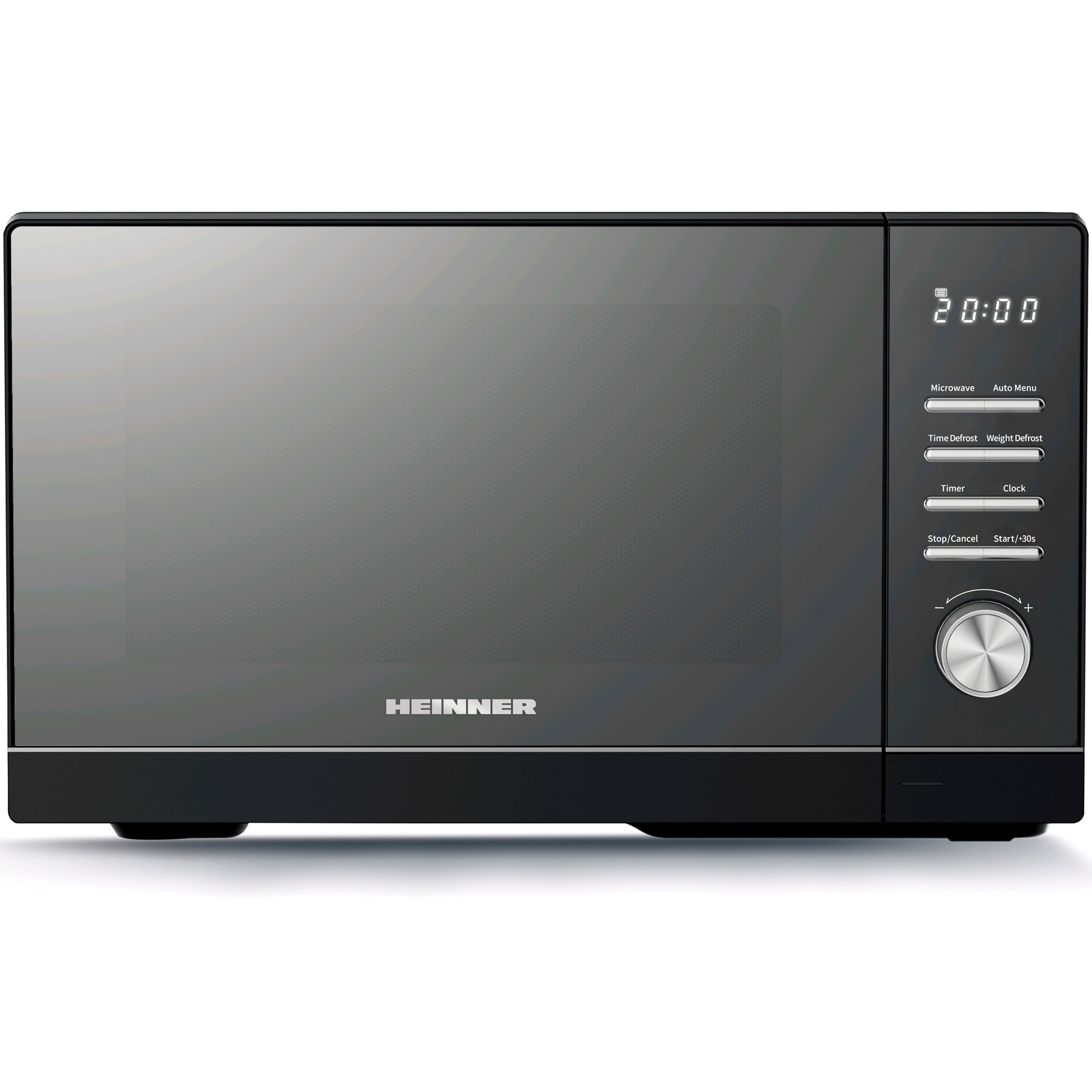 Cuptor cu microunde Heinner HMW-MD25DMRBK, 25 l, 800 W, Digital, Geam oglinda, 5 trepte de putere, Timer, Functie decongelare, Diametru platou rotativ 288 mm, Negru