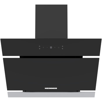 Hota decorativa Heinner HDCH-MD620RGBK, Putere de absorbtie 620 mc/h, Clasa B, 4 trepte de viteza, Control touch, 60 cm, Sticla neagra
